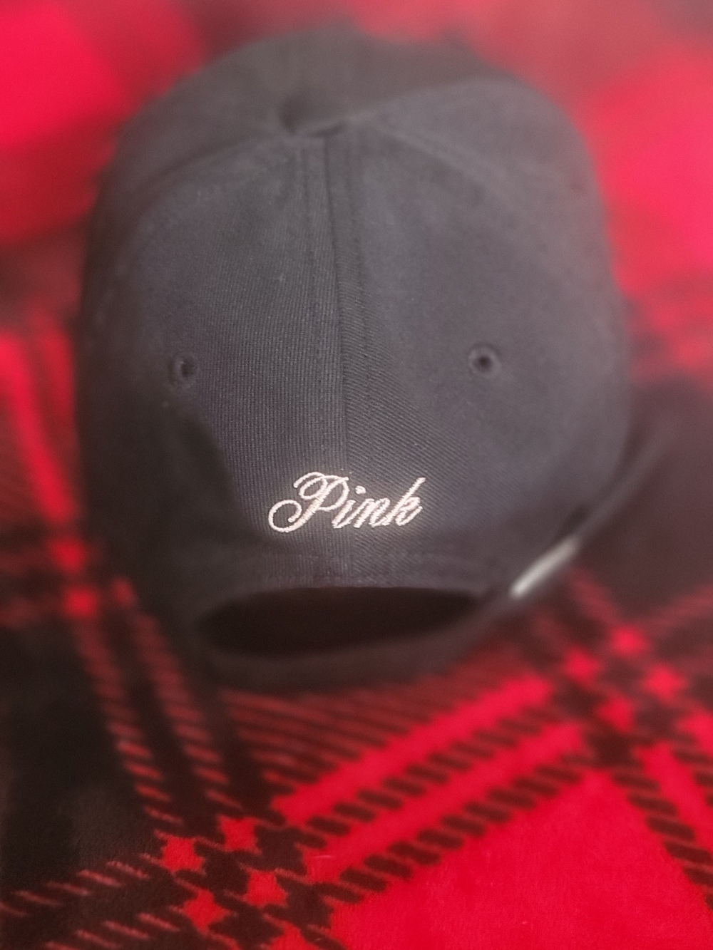 PINK Victoria's Secret Black Hat with Pink Dog Emblem OSFM - Picture 4 of 5